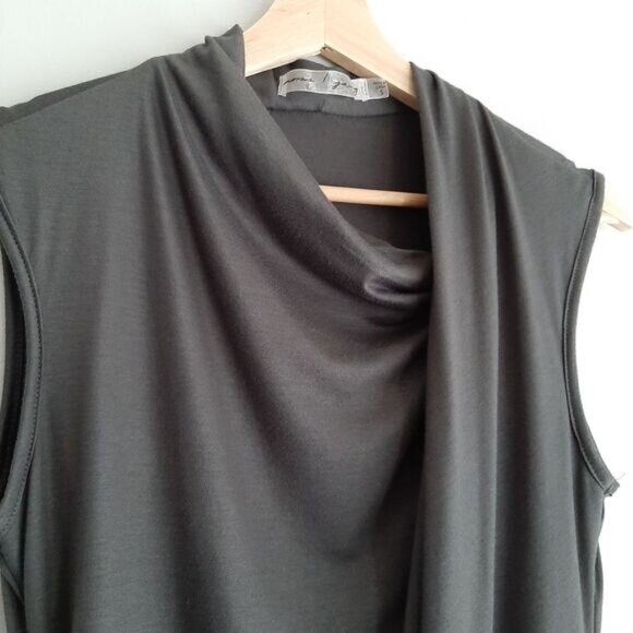 MOSS JANG / Soft Draped Gathered Sleeveless Comfy Stretch Mini Dress Gray Sz S - Picture 9 of 14
